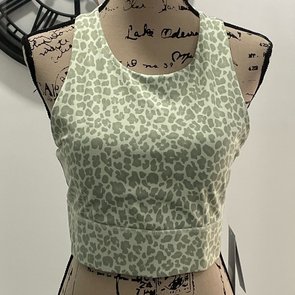Antonio Melani green cheetah print Sports bra XL nwt